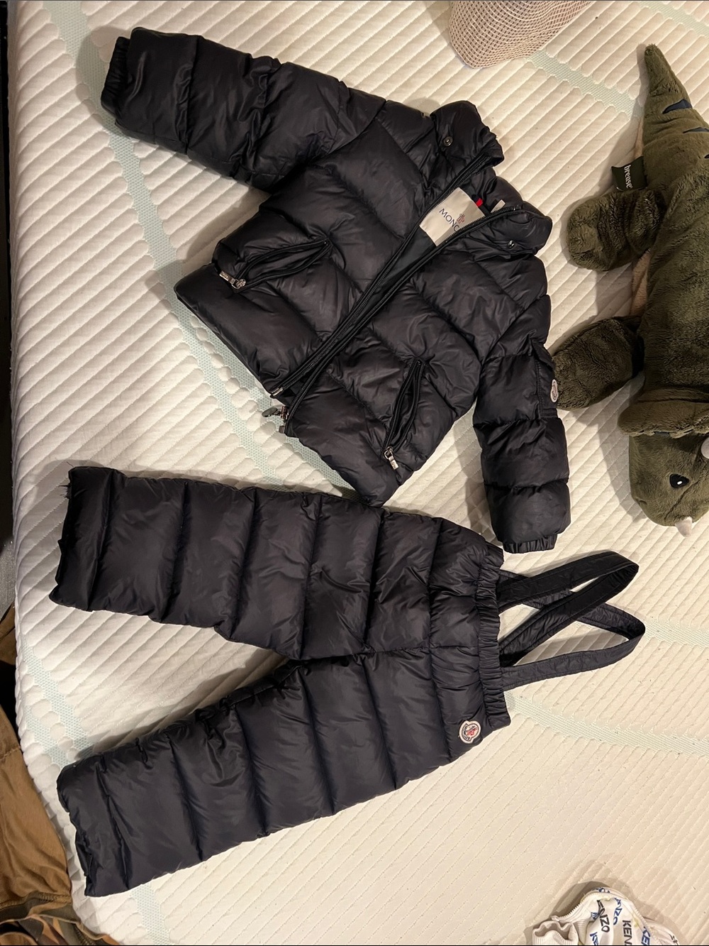 Moncler navy Kids Puffer Jacket with Insulated Snow Bibs